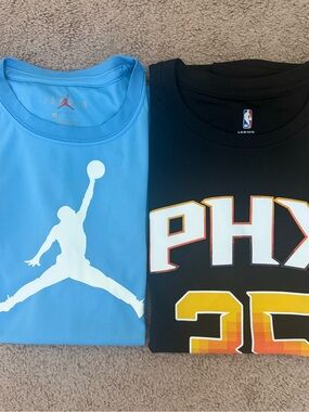 Jordan Kids' Light Blue & Black Phoenix Suns Durant Shirt Size L Lot of 2